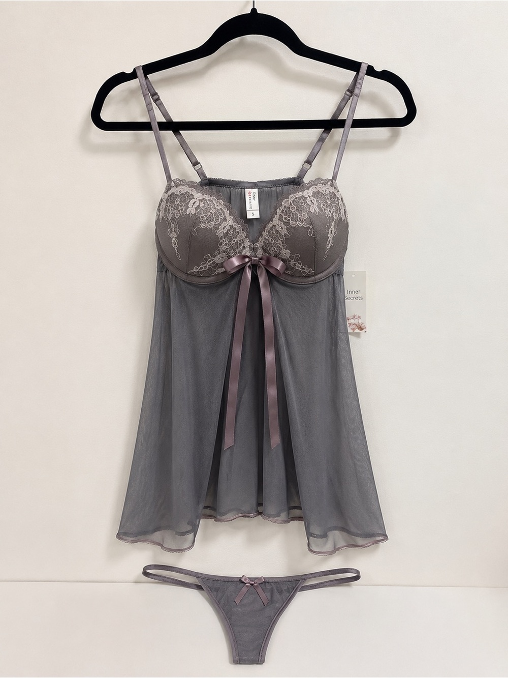 Inner Secret Babydoll and Thong Lingerie Set Size Small